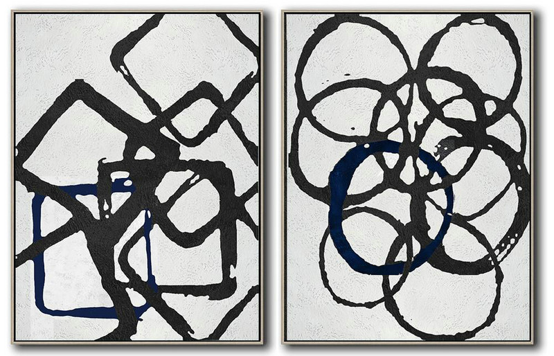 Abstract Painting Extra Large Canvas Art,Set Of 2 Minimal Painting On Canvas - Hand Paint Abstract Painting